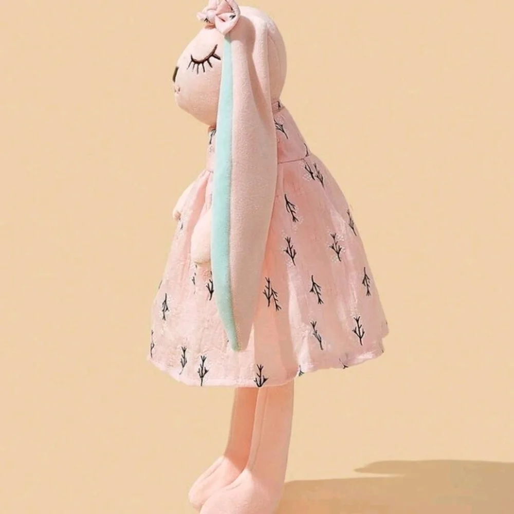 Charming Pink and Mint Stuffed Plush Bunny Toy